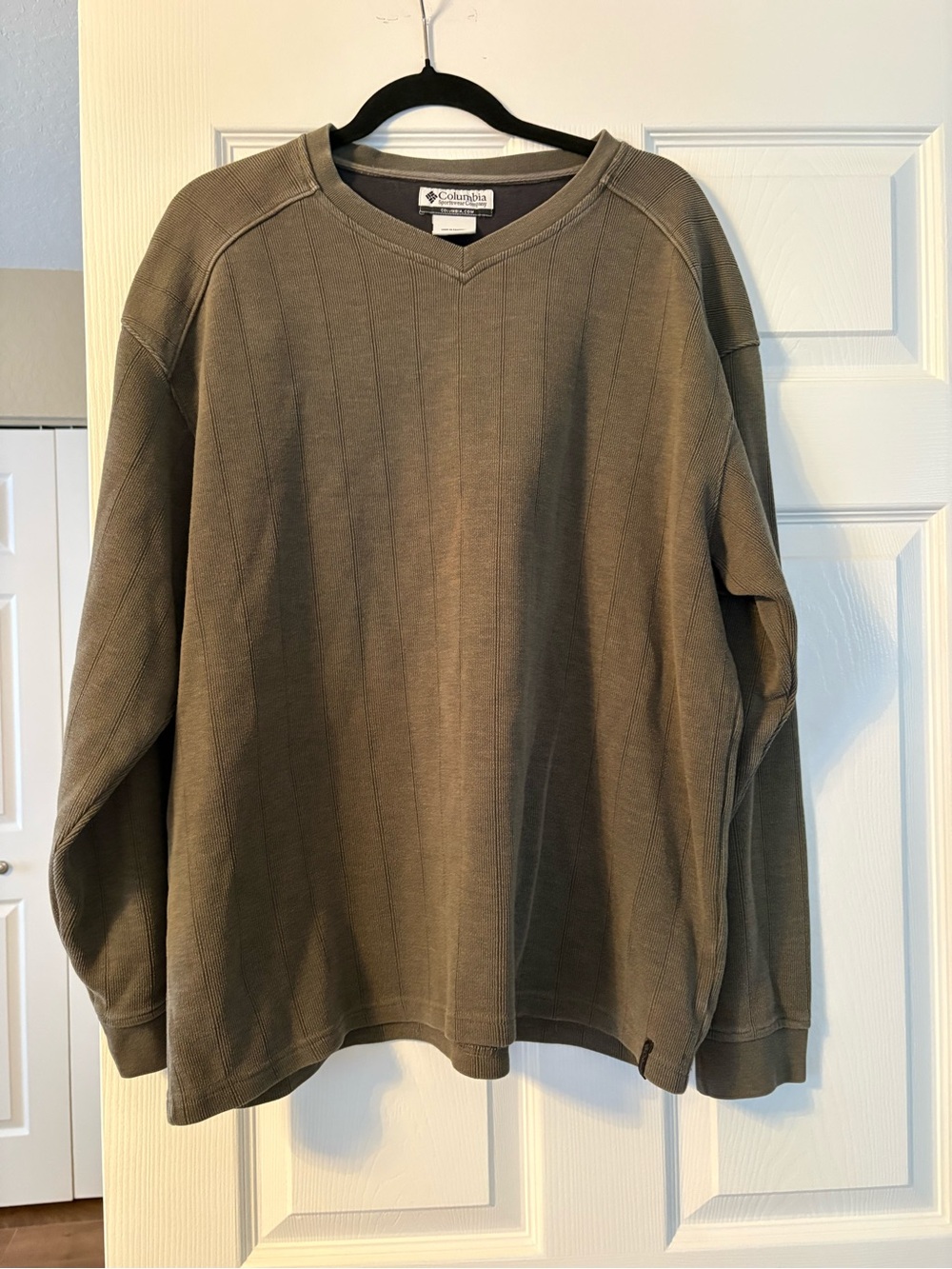 Columbia Shirt Dark Taupe/Olive Green Ribbed Pullover Men’s Size XL Layering
